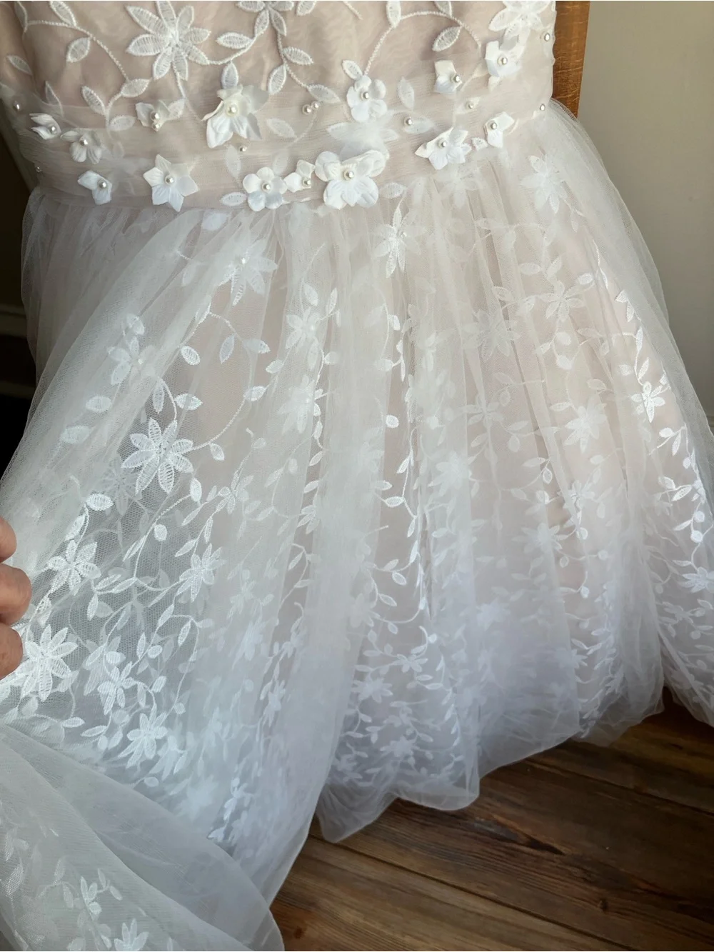 Princess Daliana Girls Ivory Floral Tulle Party Dress